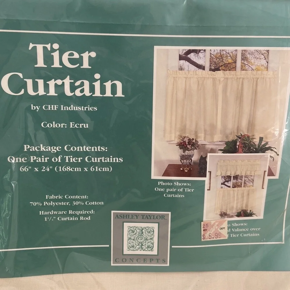 Classic Old Style Ashley Taylor Ecru Tier Window Curtain